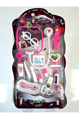 ست دکتر صورتی بزرگ - ست ابزار و وسایل پزشکی - ست بازی دکتر دخترانه 58x29cm شامل 13 قطعه برند alytoys 5816518