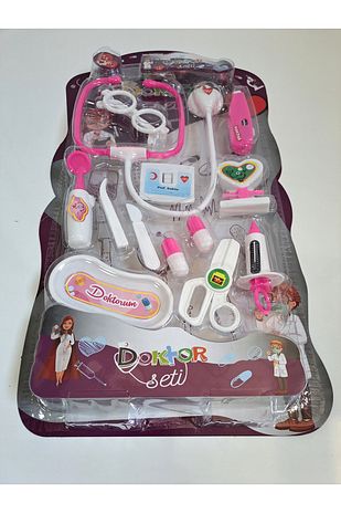 ست دکتر صورتی بزرگ - ست ابزار و وسایل پزشکی - ست بازی دکتر دخترانه 58x29cm شامل 13 قطعه برند alytoys 5816519