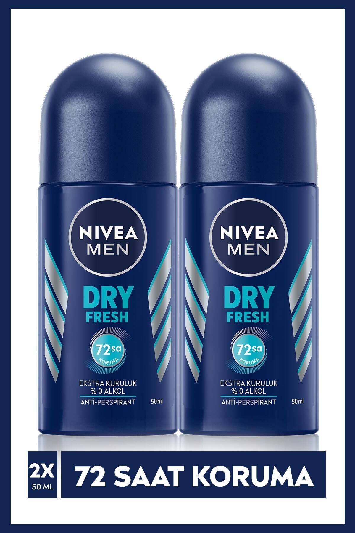 رول‌آن دئودورانت خشک و تازه مردانه ۵۰ میلی‌لیتری دو عددی برند Nivea