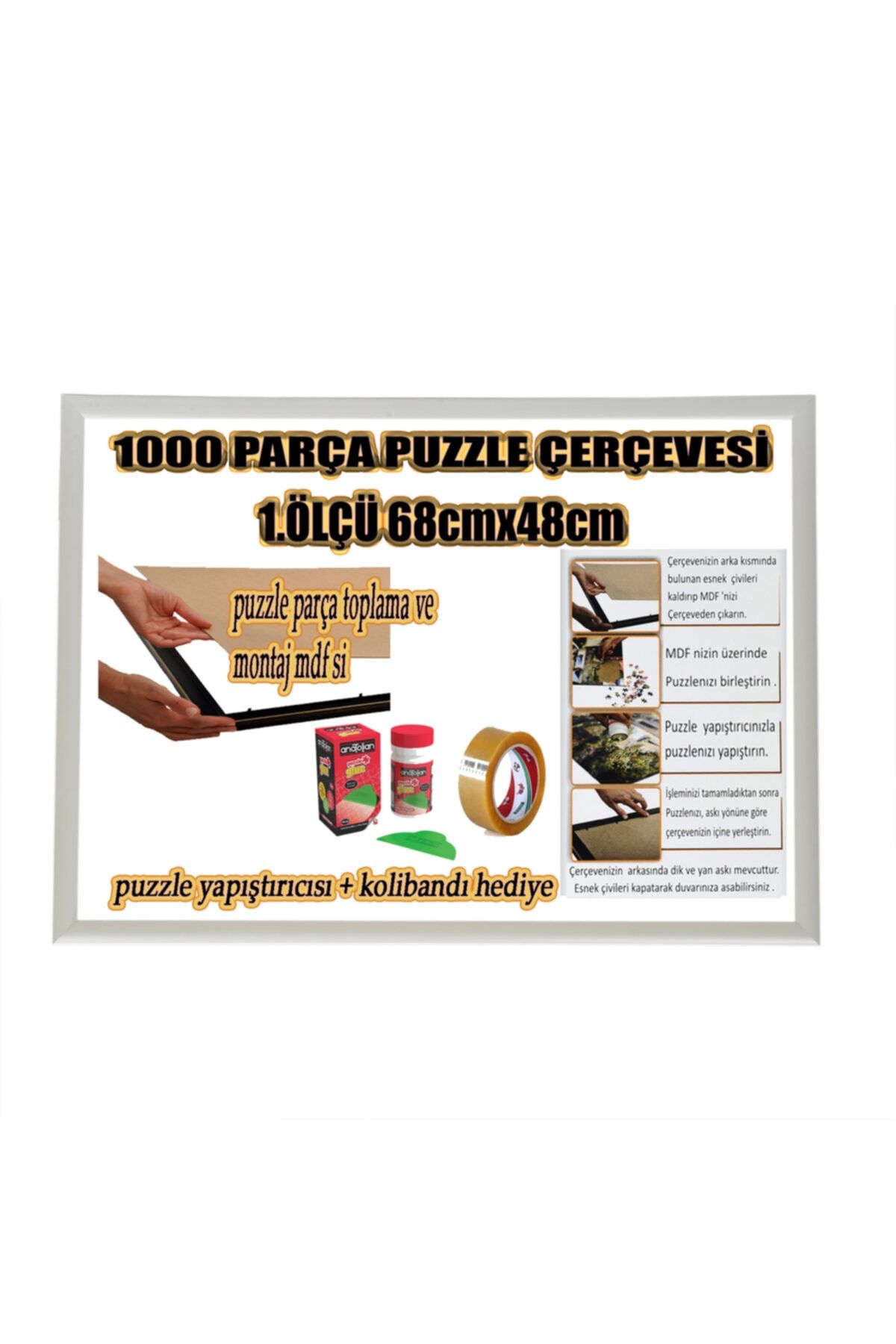 1000 تکه - بدون شیشه - اندازه 68 سانتی‌متر در 48 سانتی‌متر - رنگ سفید - عرض قاب 23 میلی‌متر برند mixefor