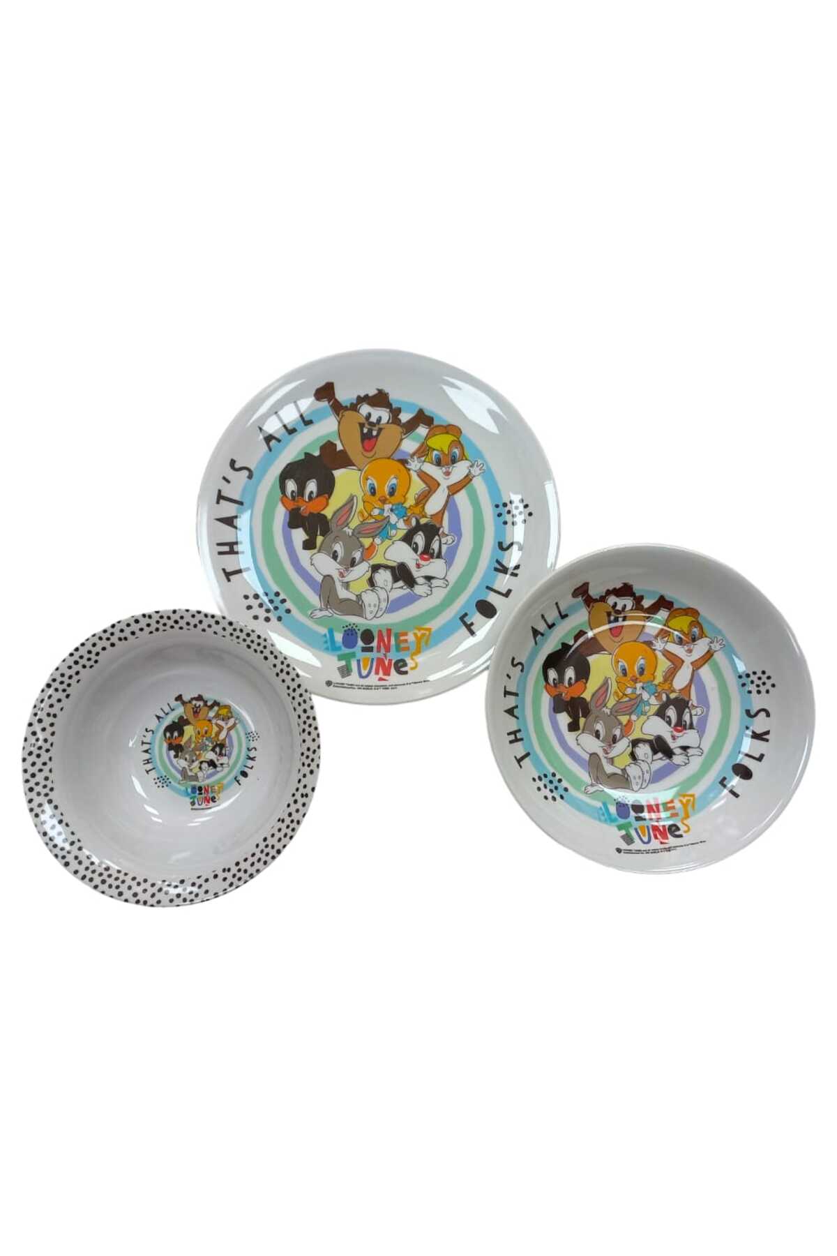 ست ۳ تایی کاسه و بشقاب غذا برند تافکس با طرح لونی تونز برند cephome