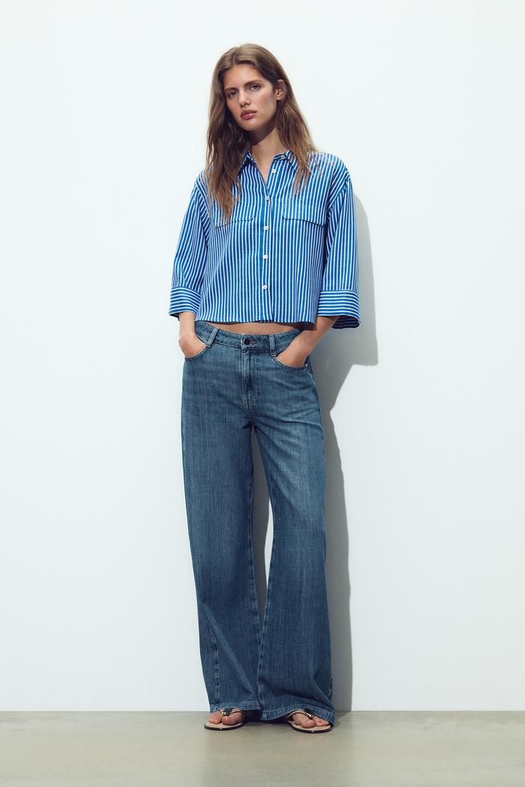 پیراهن راه‌راه کتان برند Zara