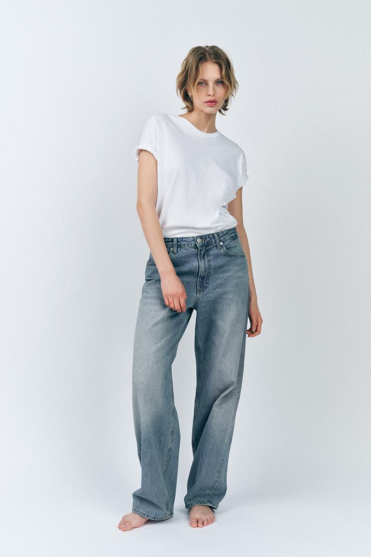 شلوار جین کمر متوسط فیت راحت کتان زود کالکشن برند Zara