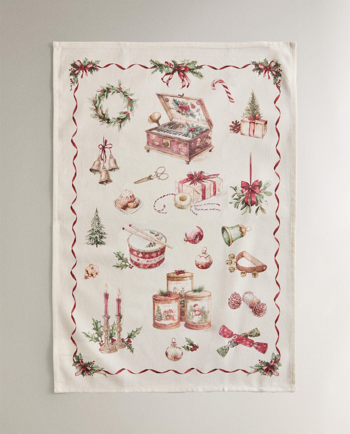 دستمال سفره کتان با طرح کریسمس (بسته ۲ عددی)