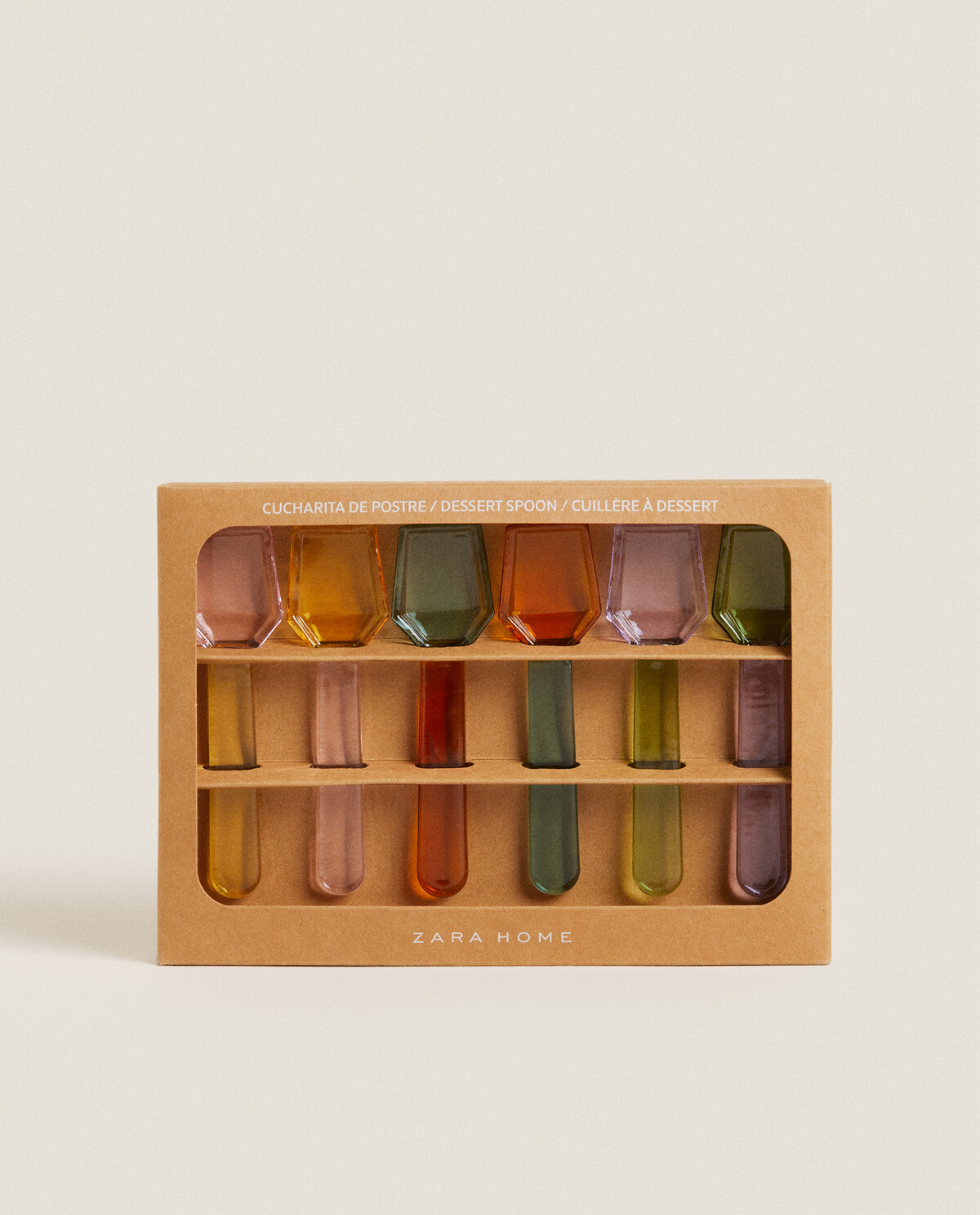 بسته قاشق‌های بستنی شیشه‌ای بوروسیلیکاتی چند رنگ (بسته ۶ عددی) برند ZaraHome 2264545740